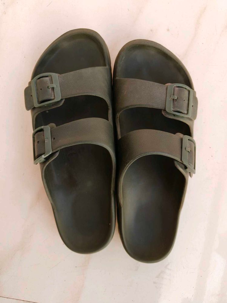 Comfortable Women's Olive Green Slides, 9 Size