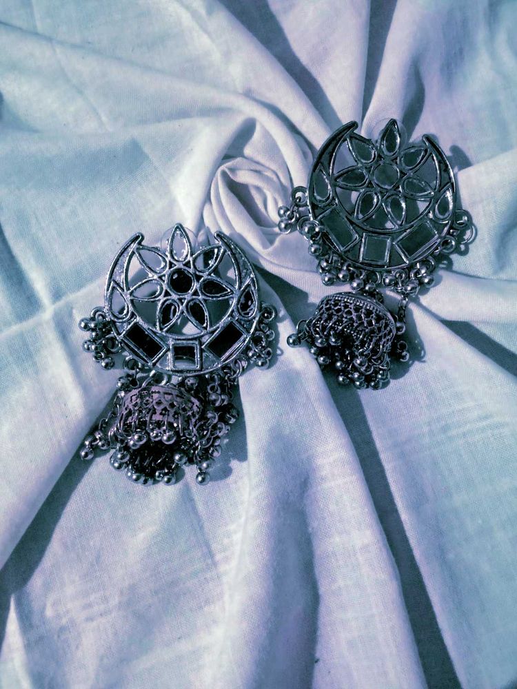 silver oxidised earrings