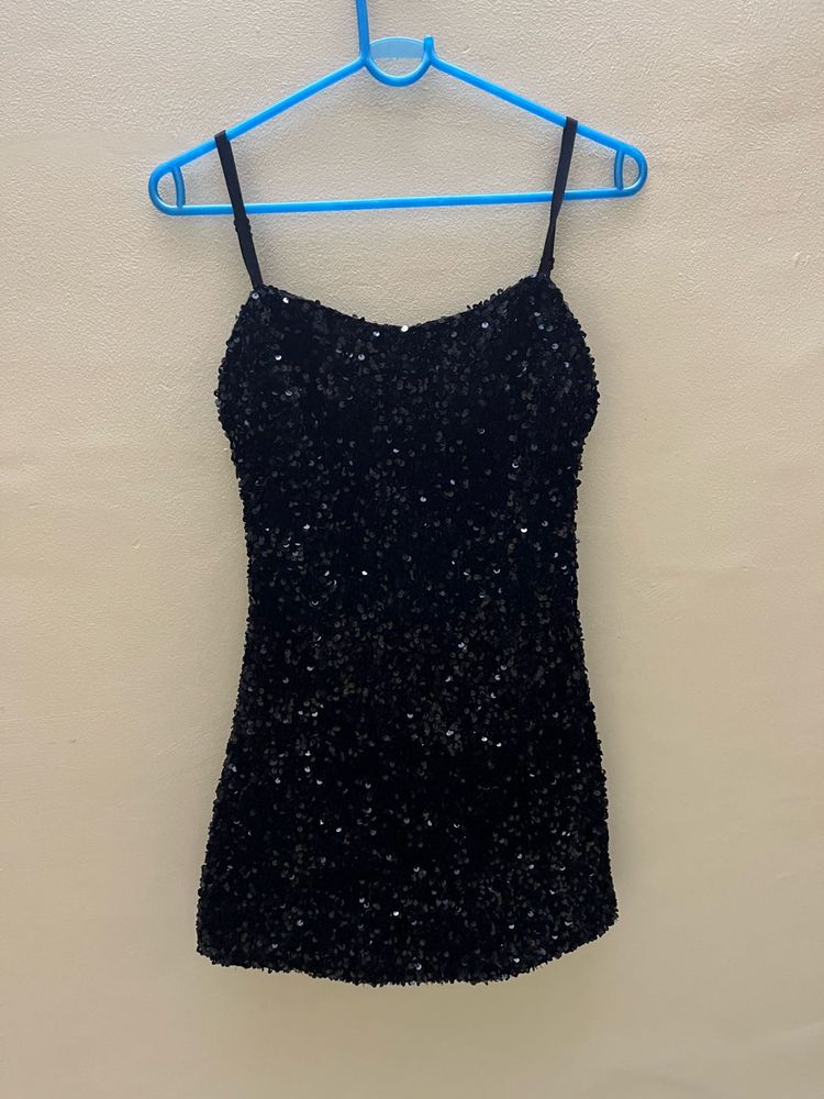 Sparkling Black Sequin Mini Dress