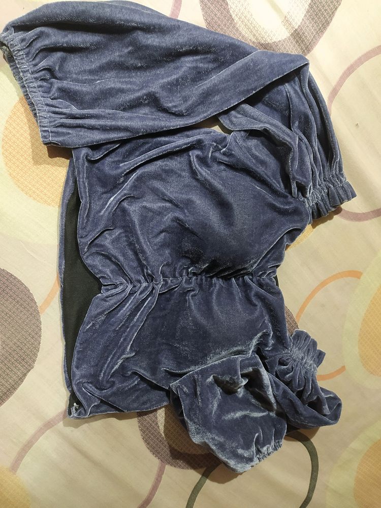 VELVET PADDED GREY TOP FOR PARTY