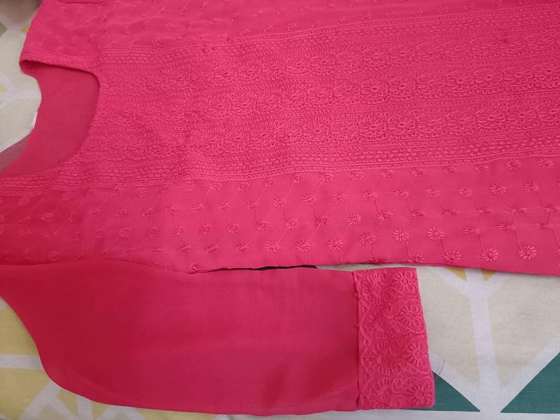 Original Chikankari Kurti Pinky Colour