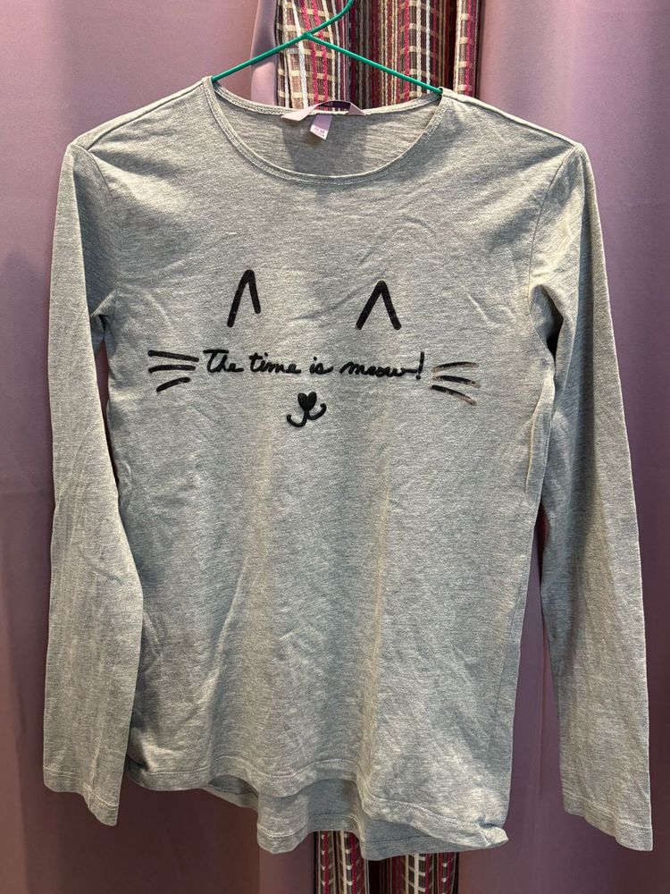 Cute Cat Graphic Long Sleeve Top