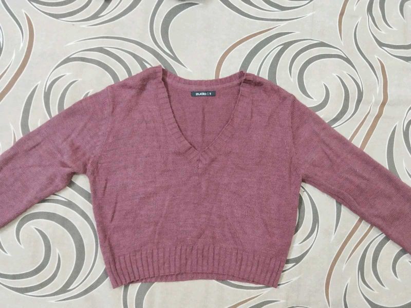 Mauve V-Neck Sweater