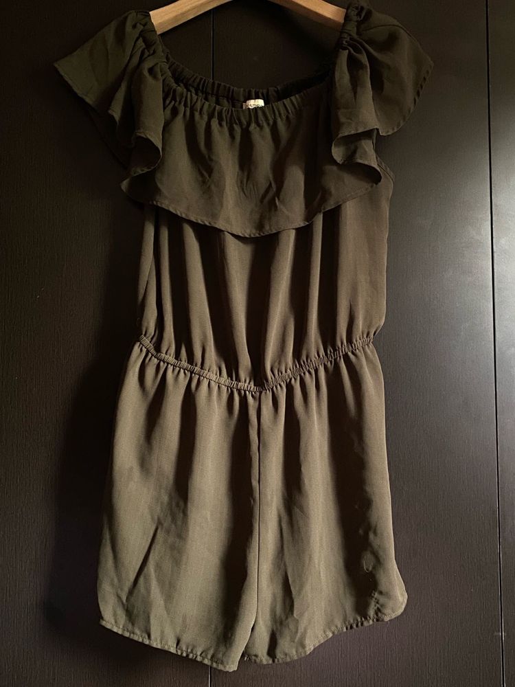 Olive Green Off-Shoulder Romper