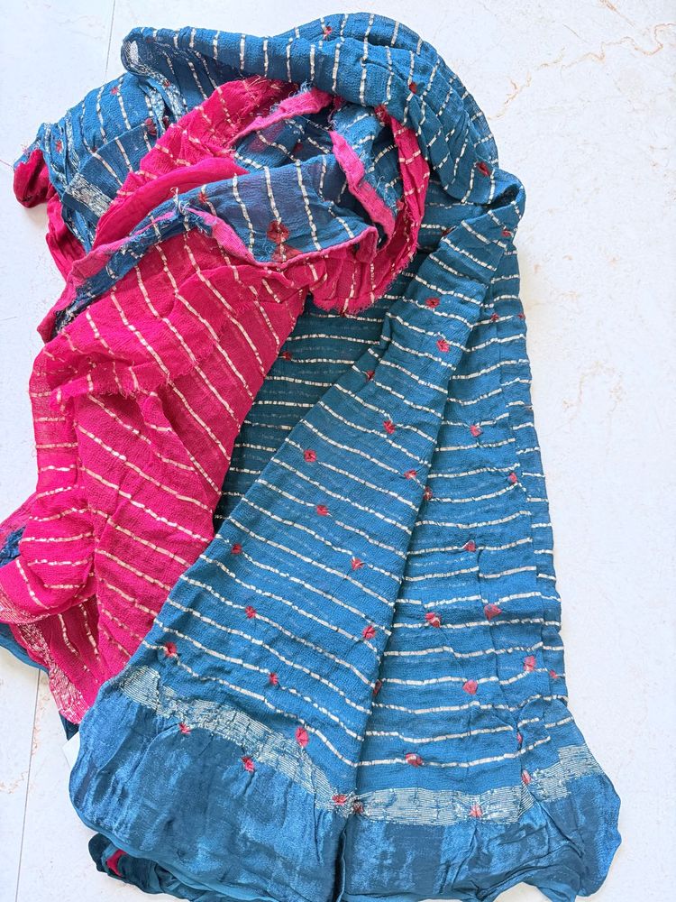 Unused Teal Blue saree