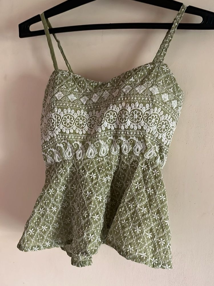 Embroidered Peplum Top