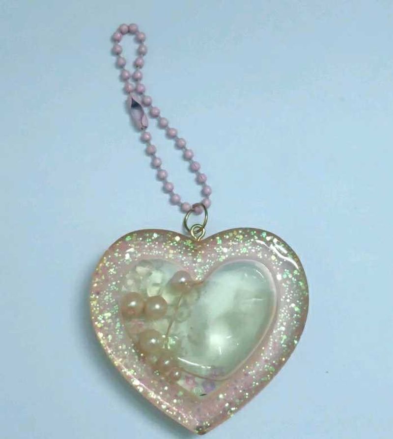 Heart Resin Shaker Handmade Charm Keychain