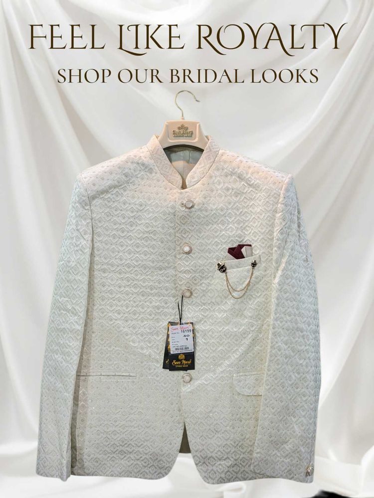 🌸 Elegant Shining Offwhite Men's Bandhgala Jacket