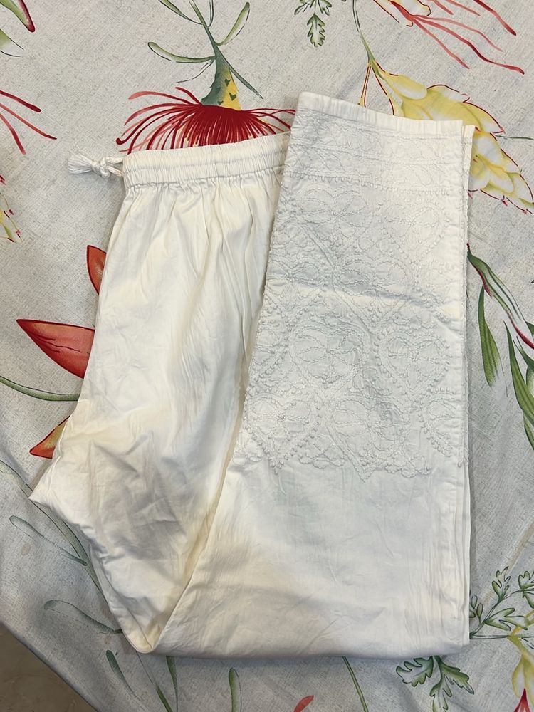 White Chikan kari Bottom
