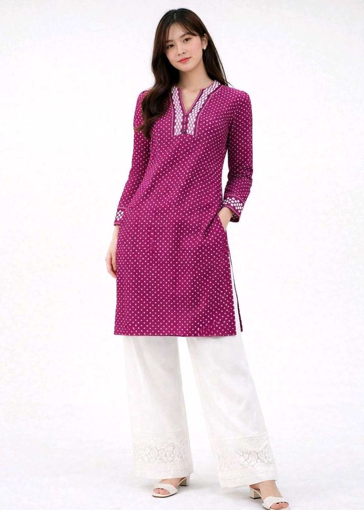 Purple Printed Woolen Kurti