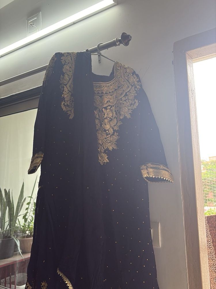 wedding sharara golden work and elegent looking