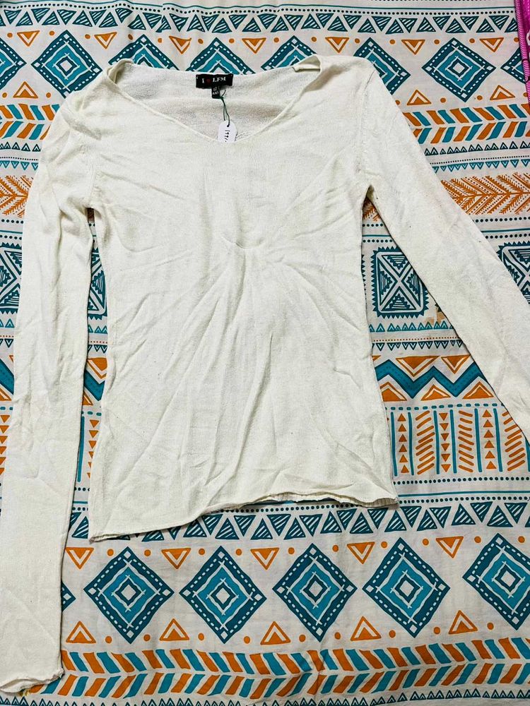 Women White Sequin Top