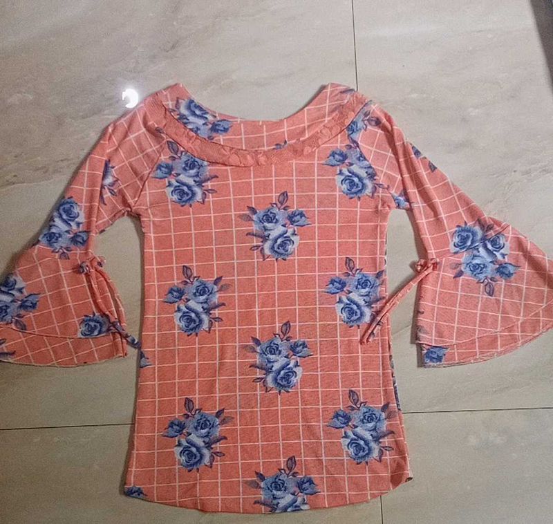 Peach Colour Top For Girls