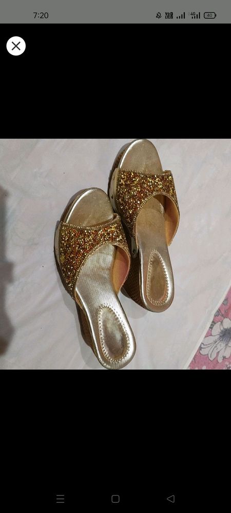 Golden bridal heels