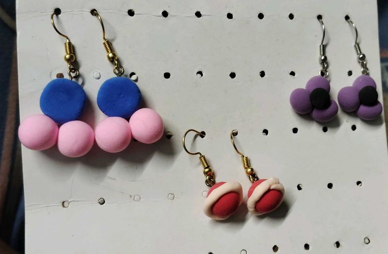 Funky  Handmade Air Dry Clay Earrings