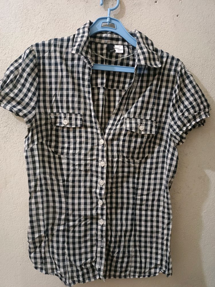Black and White Women Check Shirt