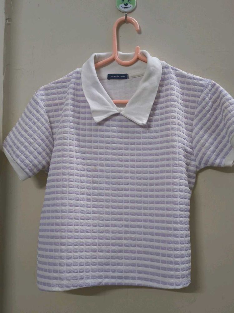 Textured Polo Top - Casual Chic