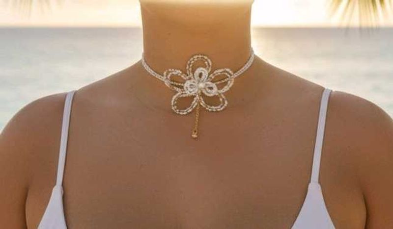orchid Beaded choker
