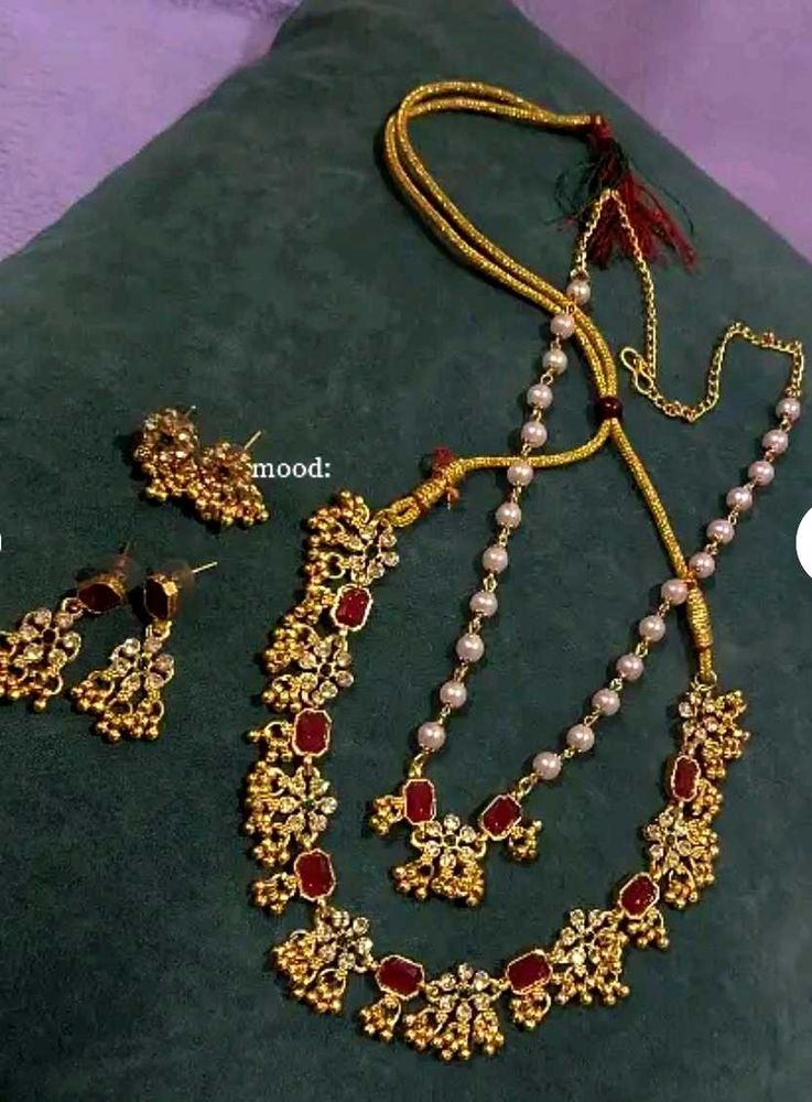 Combo Jewellery Gold Plated Green, Pink , diamond