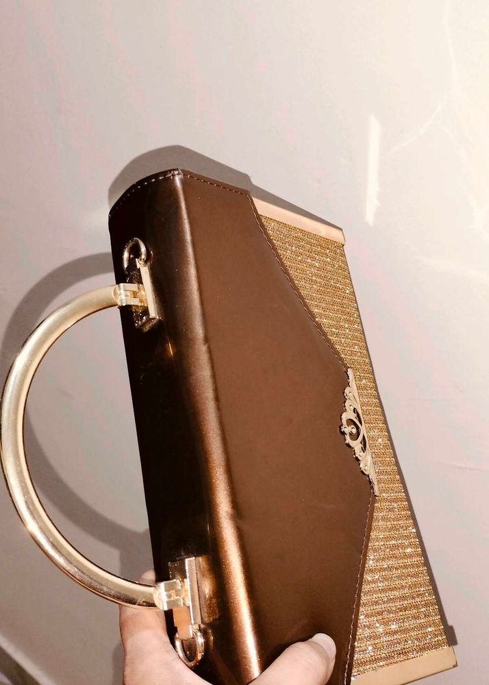 Gold &amp; Brown Clutch