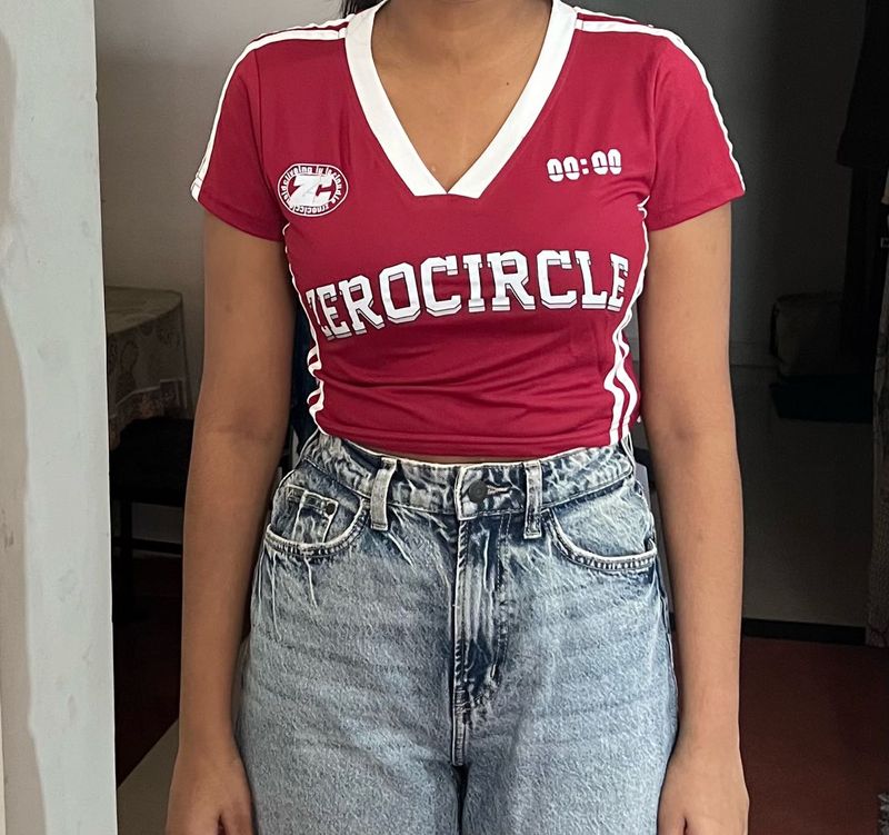 Savana Jersey Red Crop Top