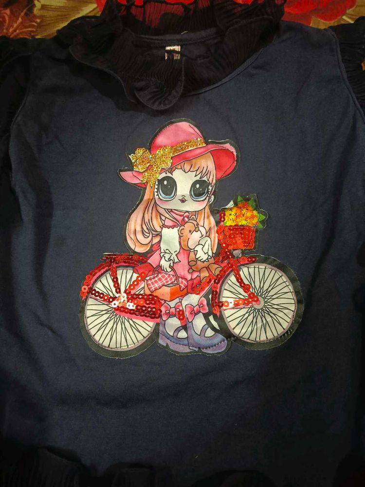 Cartoon Girl on Bike Sweatshirt