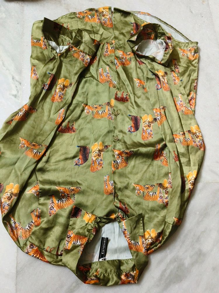 Women Satin Printed Shirt