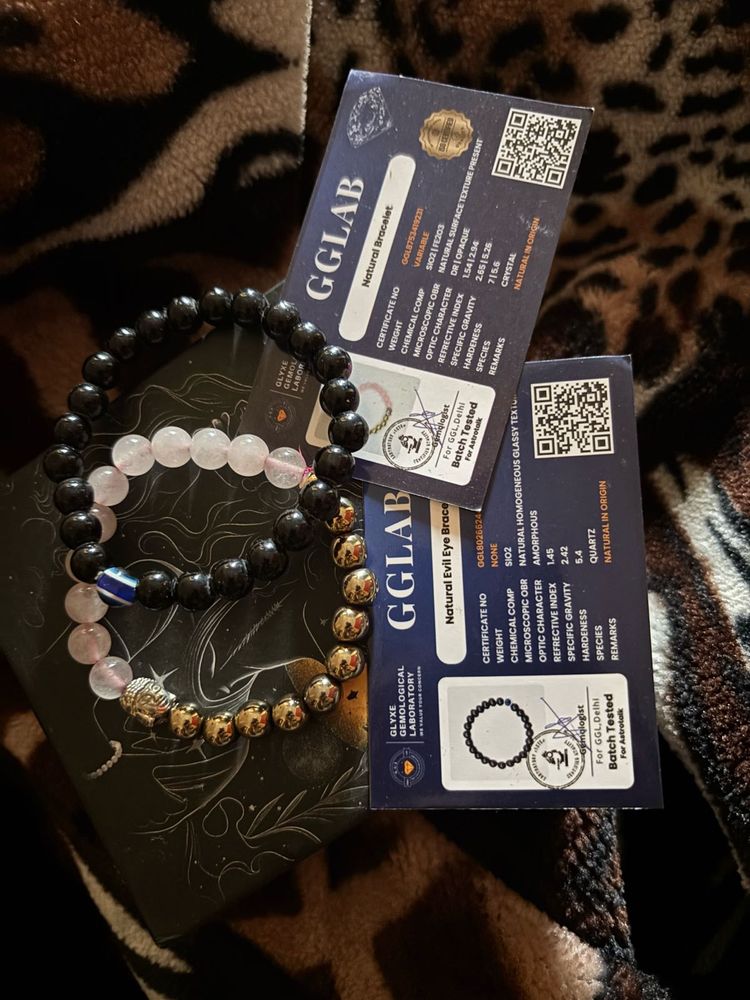 Love Quartz And Evil Eye Bracelet Combo Set