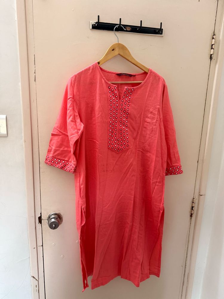 Coral Embroidered Kurta pant set