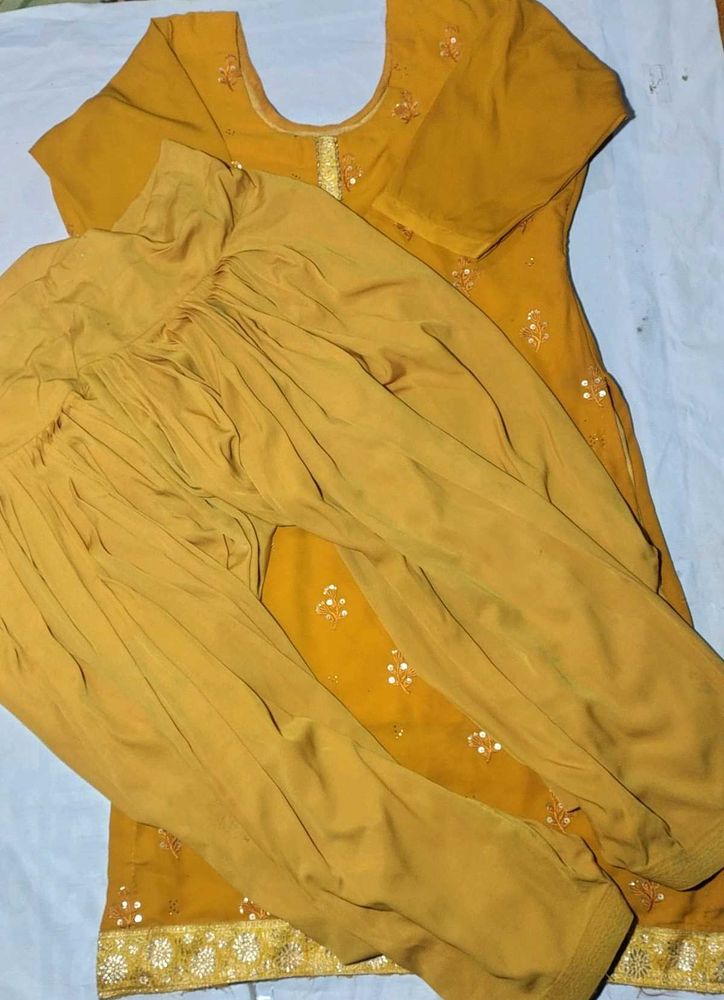 Orange Dark Patyali Suit Silk