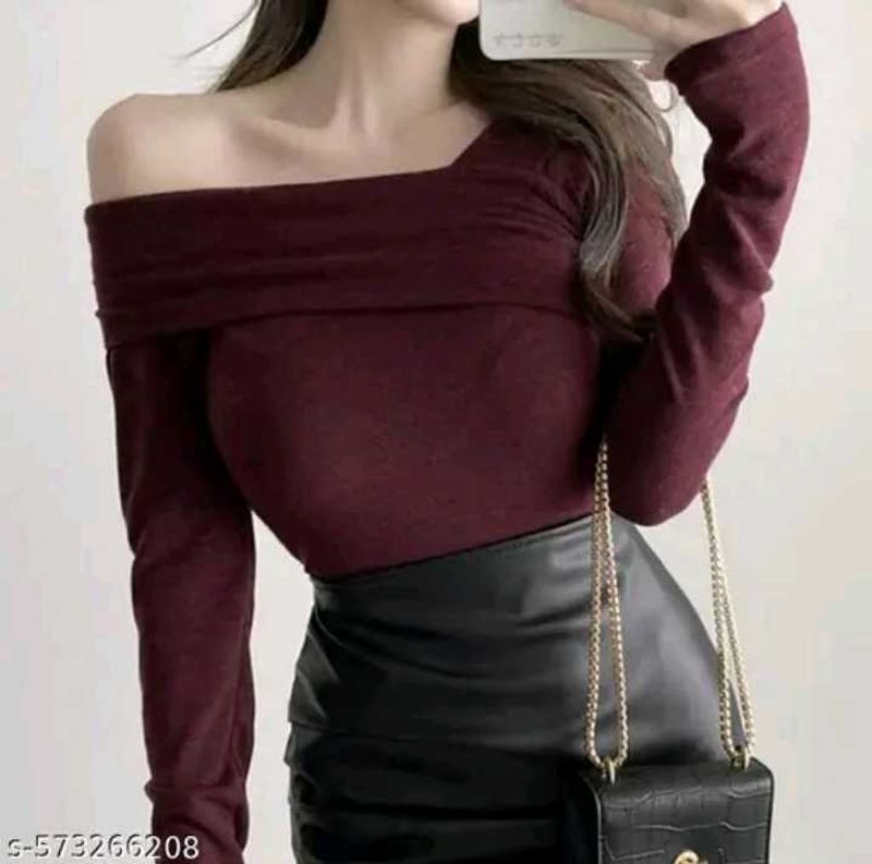 Burgundy Off-Shoulder Top