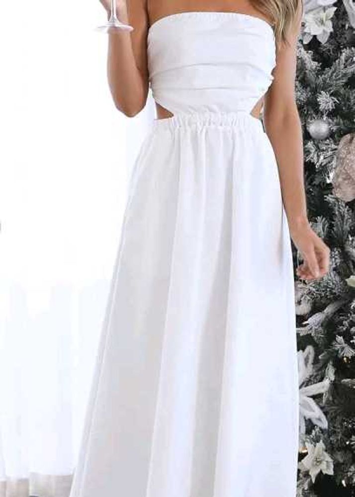 BoStreet White Strapless Cut Out Detailed Fit