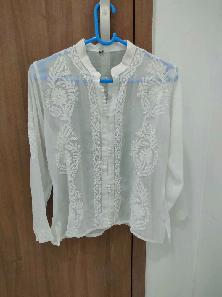 White Embroidered Chikan Kurti