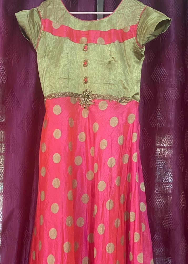 Pink &amp; Gold Polka Dot Dress