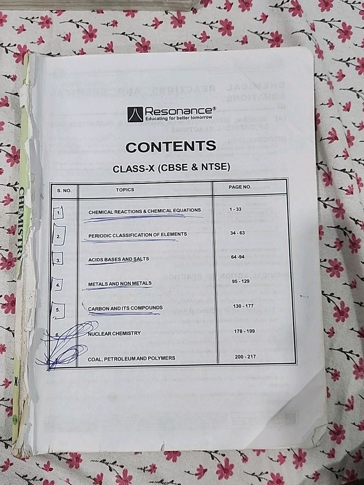 Resonance Chemistry Class 10 CBSE And NTSE