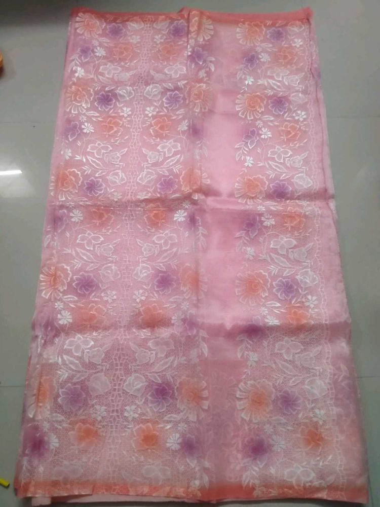 PINK COLOUR PAPER SILK SAREE