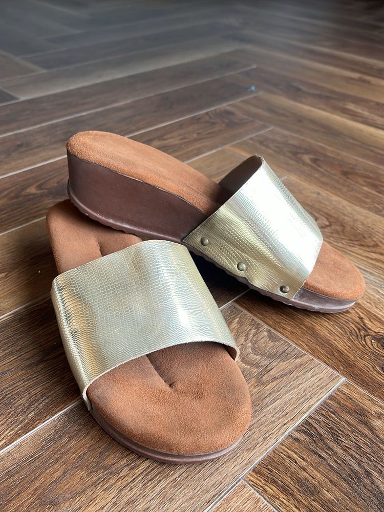 Gold Wedge Sandals (36 Size)