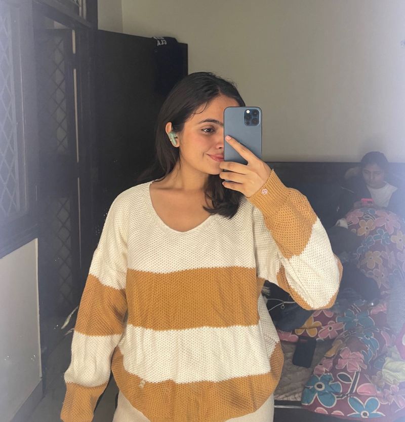 Striped Knit Pullover Sweater