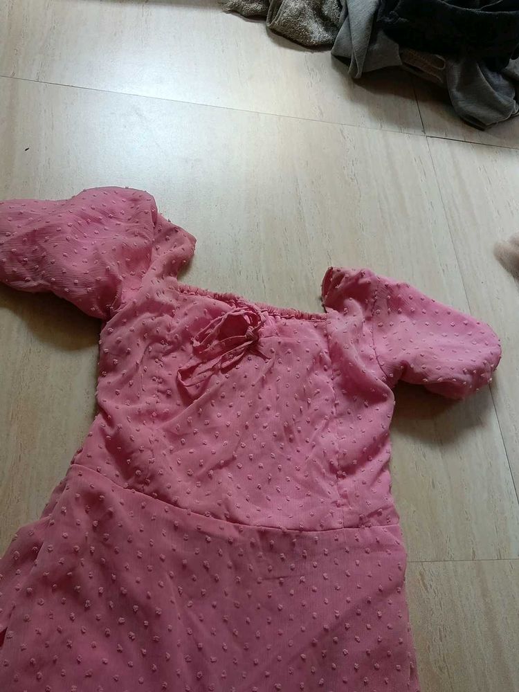 Pink Swiss Dot Dress