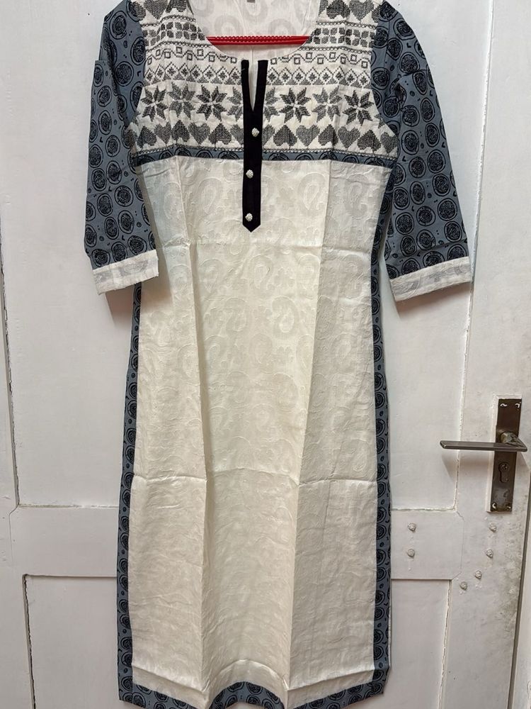 Grey And White Designer Kurti