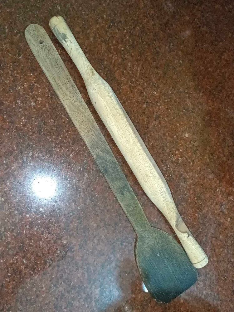 Combo - Wooden Rolling Pin/Belan, Spatula, Blender