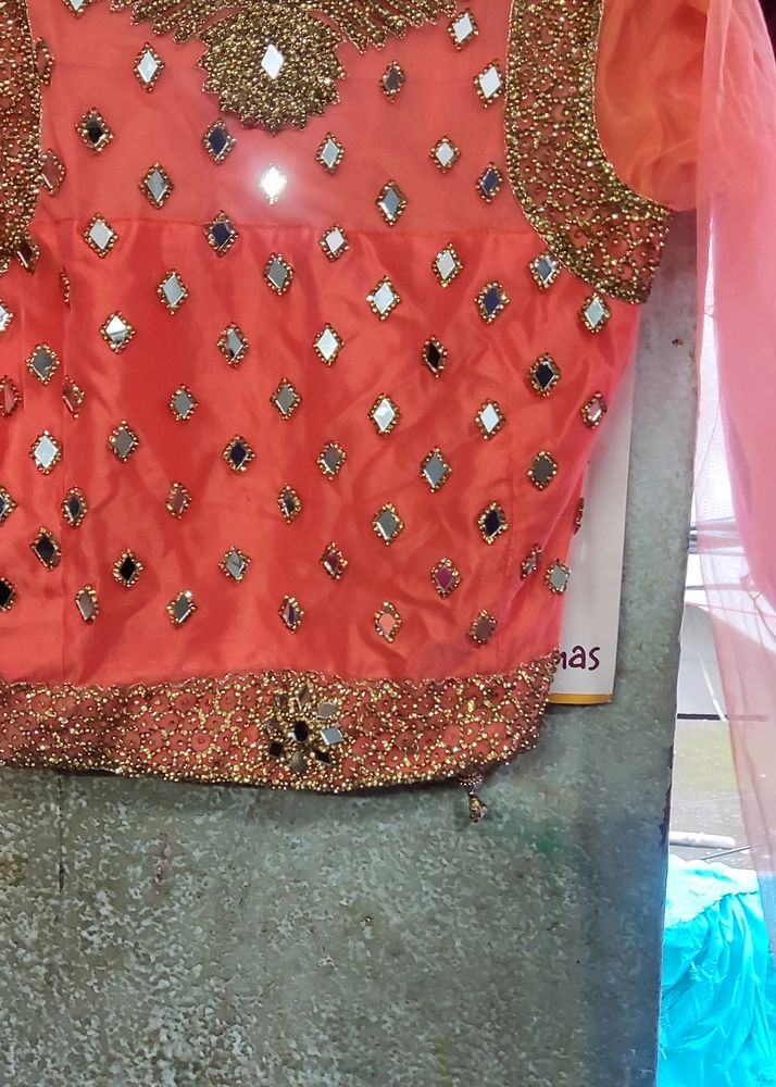 Lehenge Choli Orenge Xxl Size Margin Hai Andar And