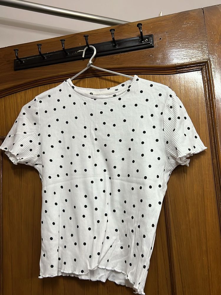 White Polka Dot Top