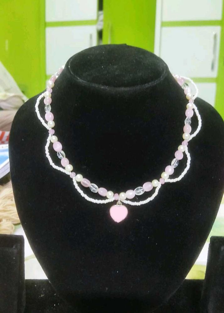 Handmade Pink Heart Charm Necklace