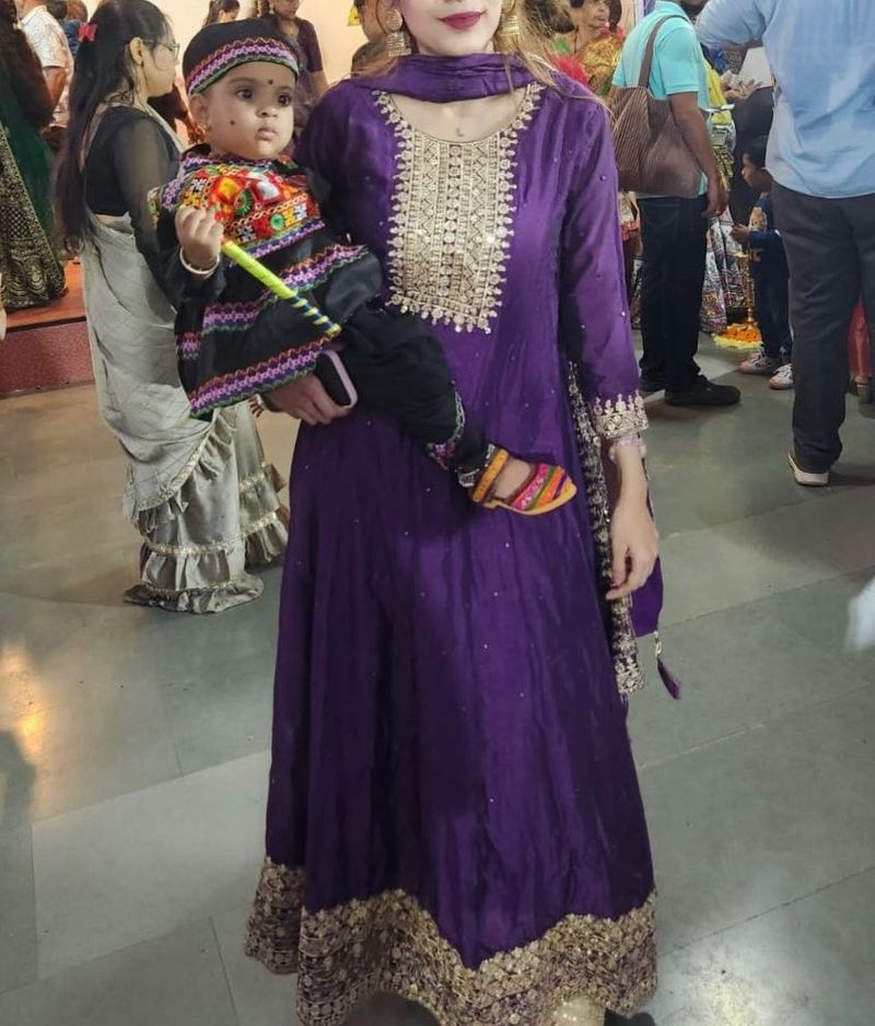 purple long anarkali dress