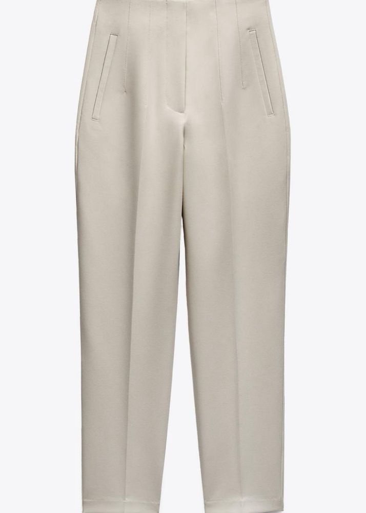 Zara Oyster White High Rise Pants