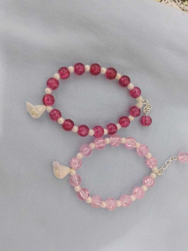 Pink Beaded Bracelet Set