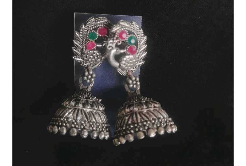 Peacock Jhumka Earrings