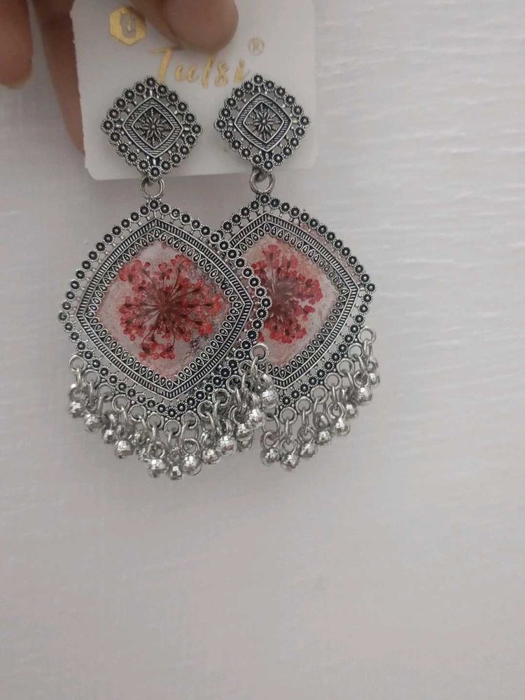 Floral resin handmade jhumka
