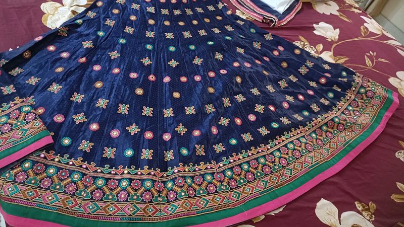 Navy Blue Embroidered Lehenga